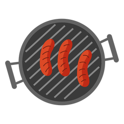 Sausage grill flat PNG Design