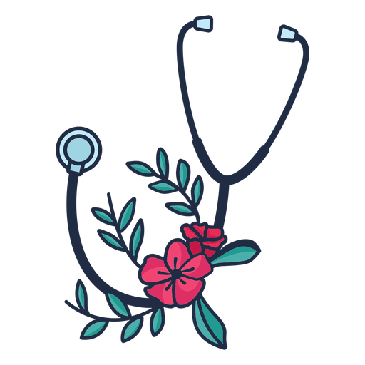 Stethoscope flower leaves symbol PNG Design