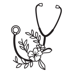 A flor do estetoscópio deixa o contorno do símbolo Desenho PNG