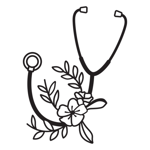 Download Stethoscope Flower Leaves Symbol Outline Transparent Png Svg Vector File