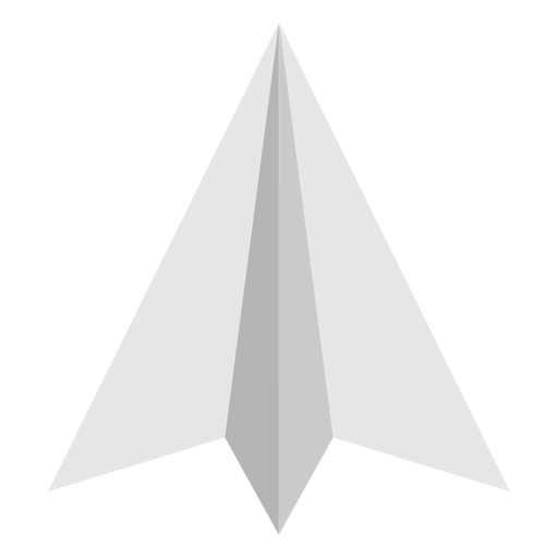 Top angled paper airplane flat PNG Design