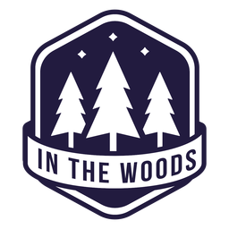Trees in woods camping hexagon badge