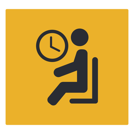 Waiting room sitting clock icon sign PNG Design