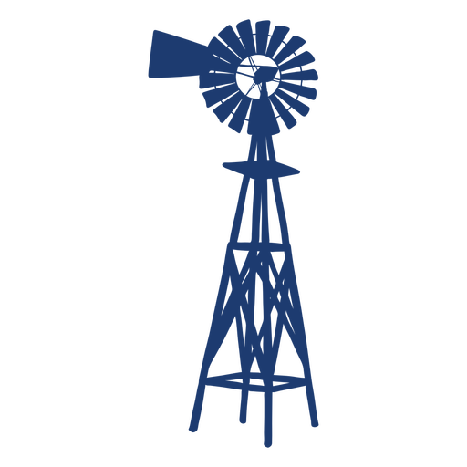 Silhueta da torre da turbina do moinho de vento azul Desenho PNG
