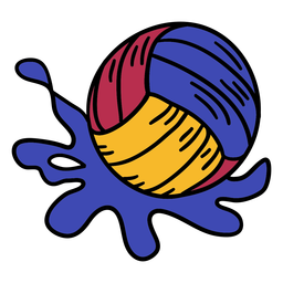 Bola de waterpolo salpicada a mano dibujada Diseño PNG