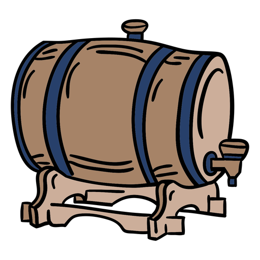 Wooden beer barrel hand drawn