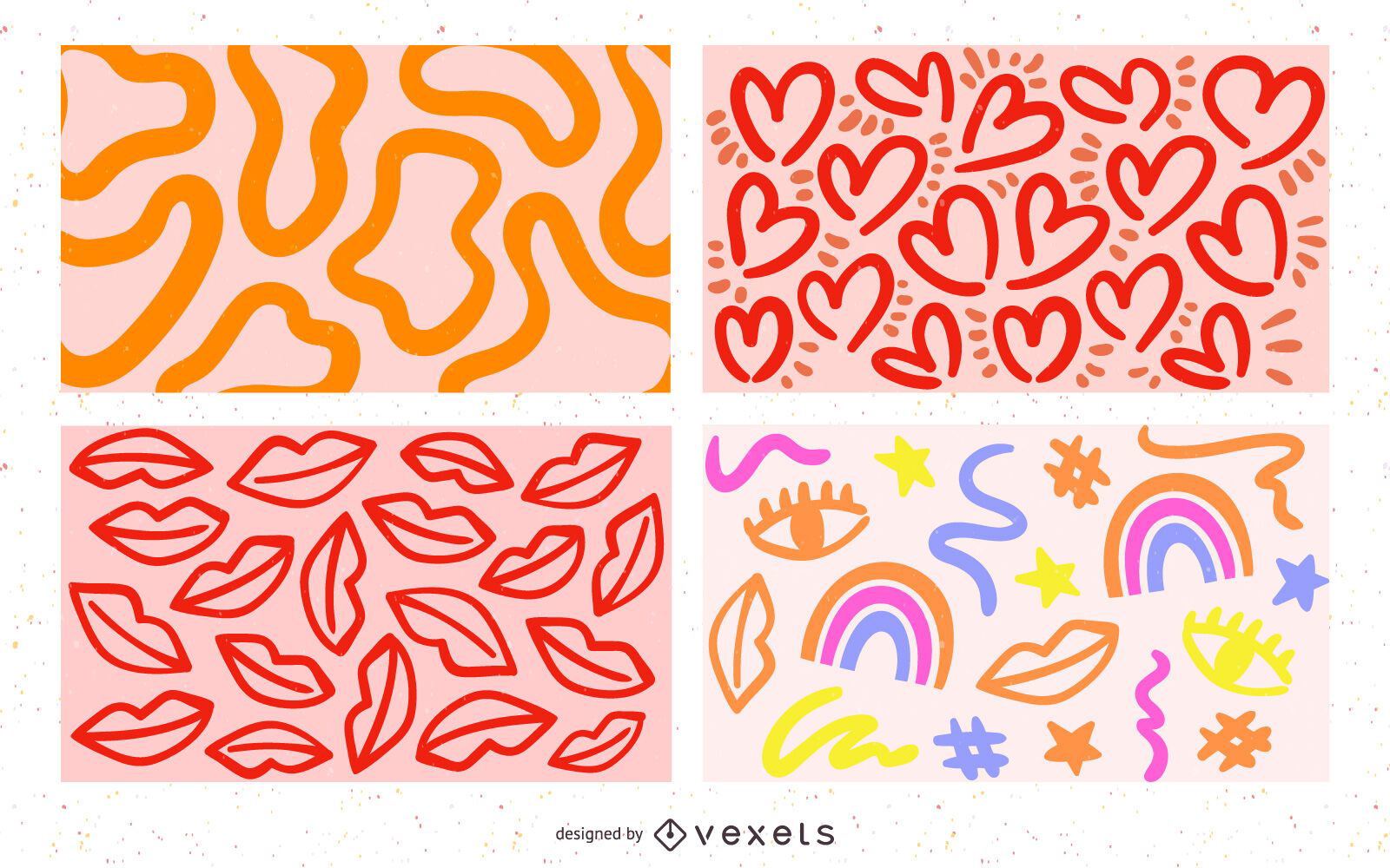 conjunto de fundo de doodles fofos