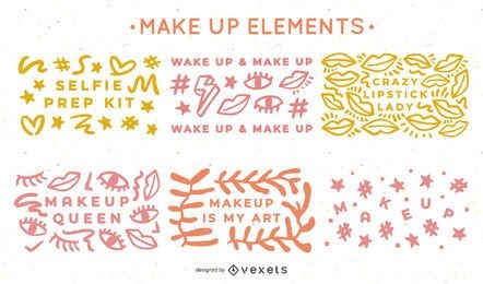 Paquete de diseño de elementos de maquillaje
