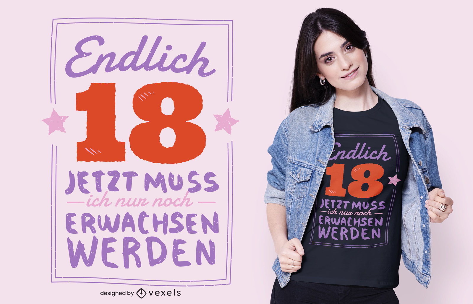 Design de camiseta com citação alemã de 18 aniversários