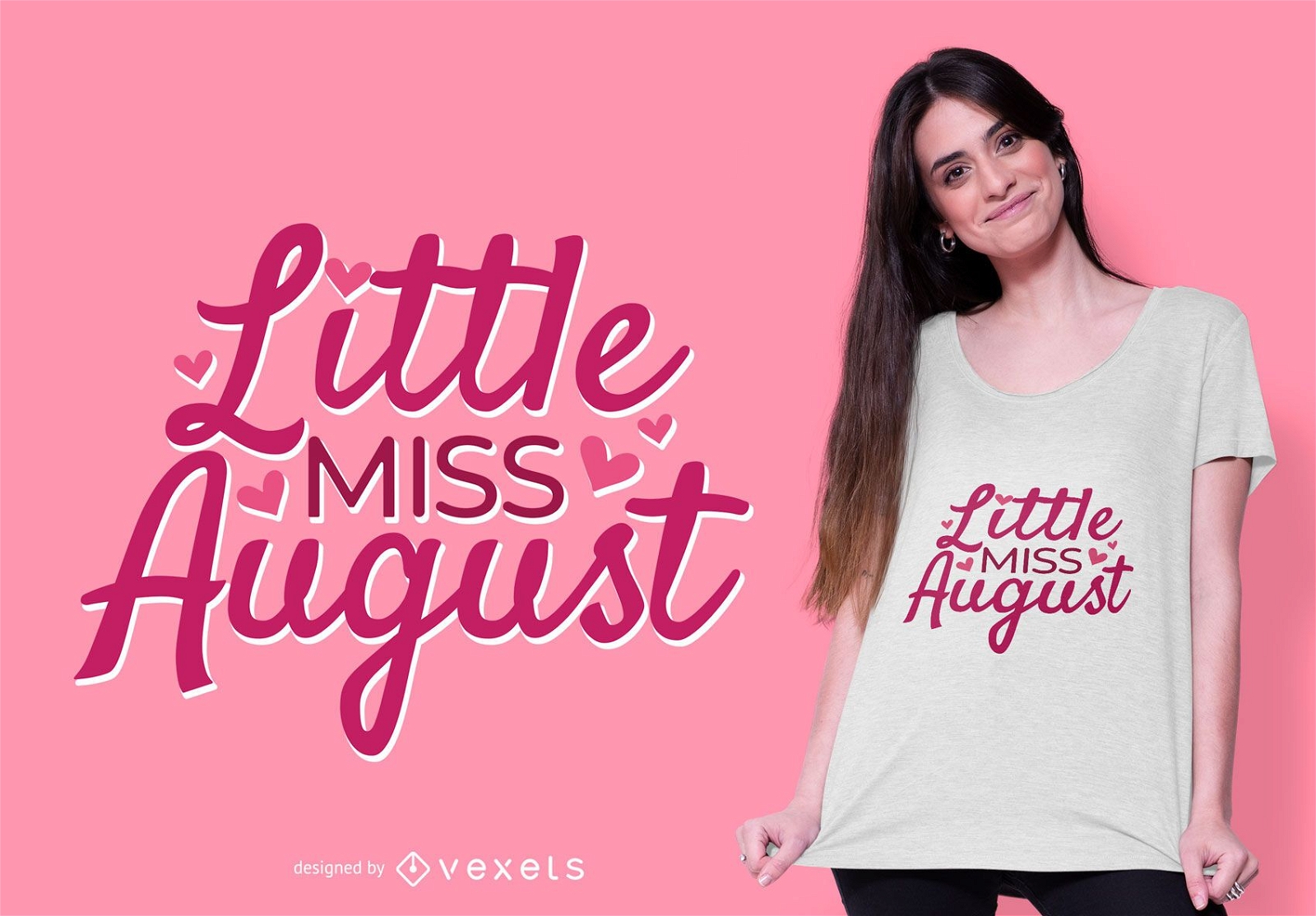 design de t-shirt pequena senhorita agosto