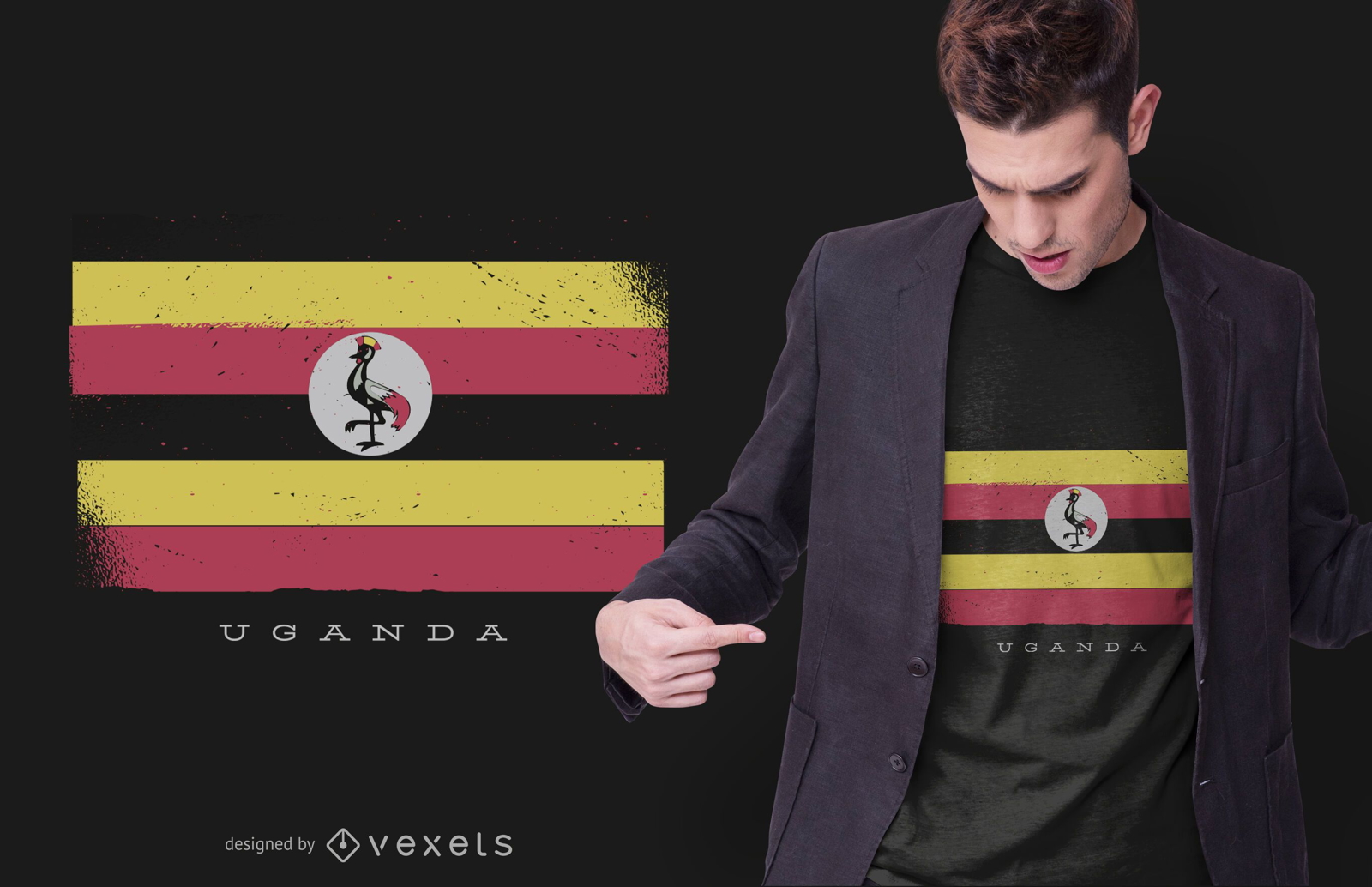 design de t-shirt da bandeira nacional de uganda