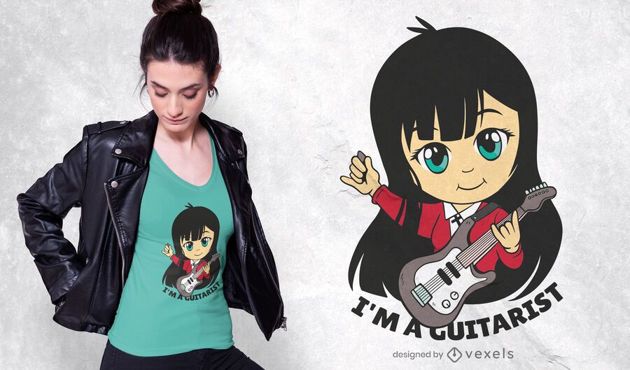 cute girl guitarist t-shirt design cute girl guitarist t-shirt design