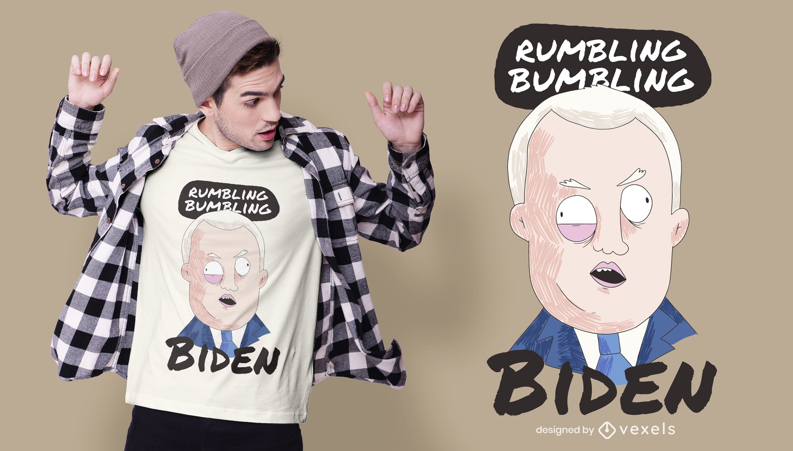 desenho de t-shirt biden de desenho animado