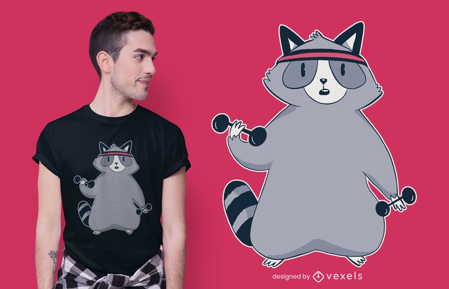 Raccoon Workout T-shirt Design Raccoon Workout T-shirt Design