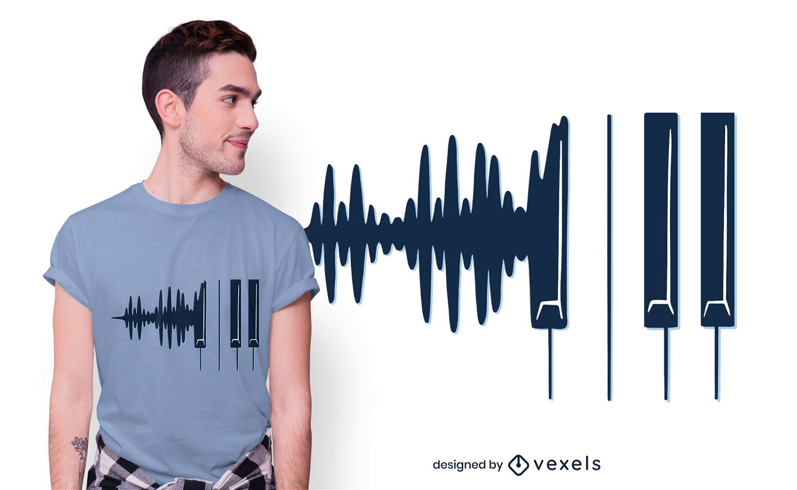 Piano Soundwaves T-Shirt Design