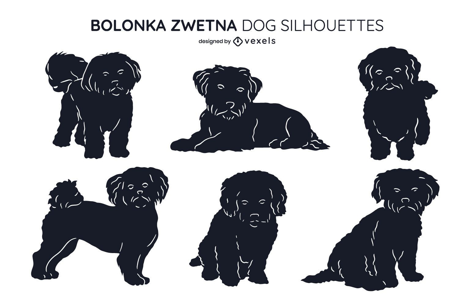 conjunto de silhueta de cachorro bolonka zwetna