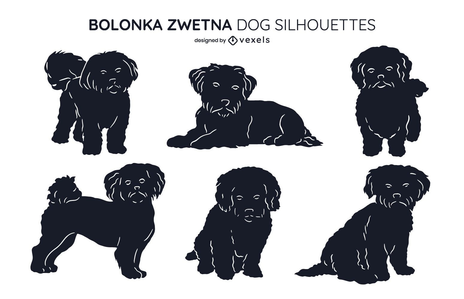 conjunto de silueta de perro bolonka zwetna