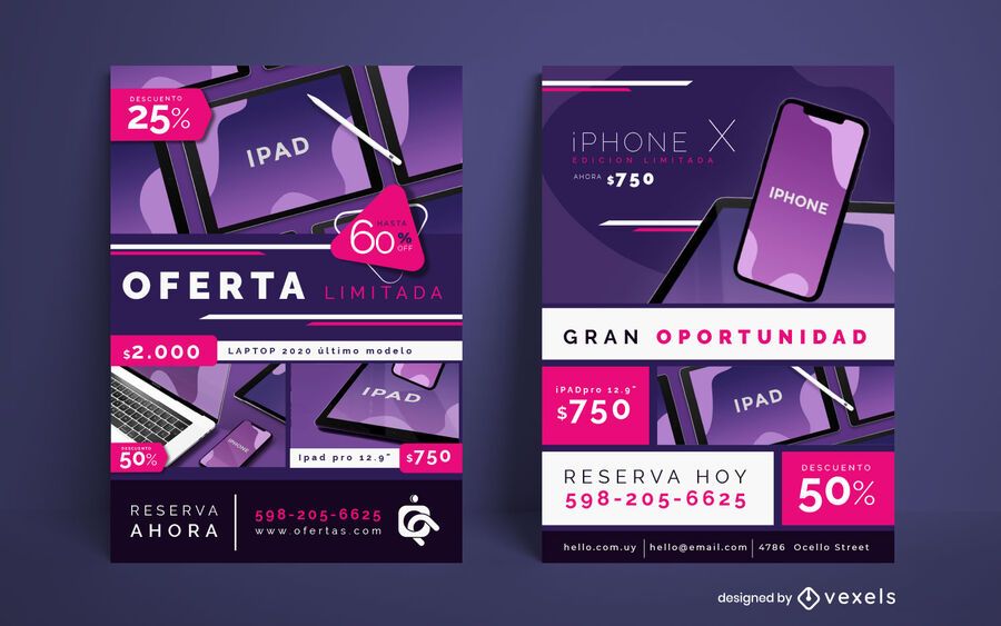 Conjunto de pósters de venta de dispositivos tecnológicos Conjunto de pósters de venta de dispositivos tecnológicos