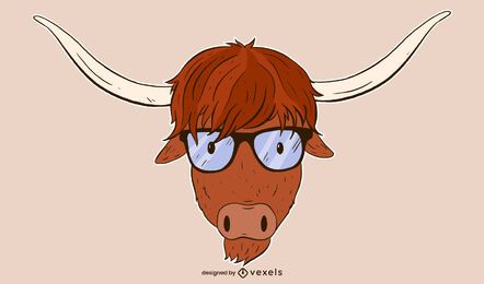 Diseño de ilustración de vaca highland Diseño de ilustración de vaca highland