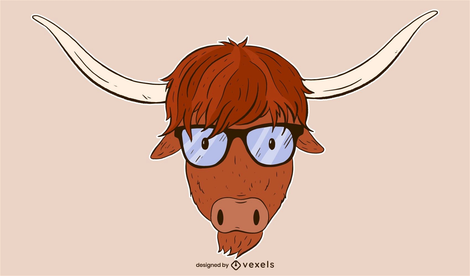 design de ilustração de vaca das terras altas