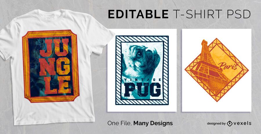 Colorful Frame Text T-shirt Design PSD Colorful Frame Text T-shirt Design PSD