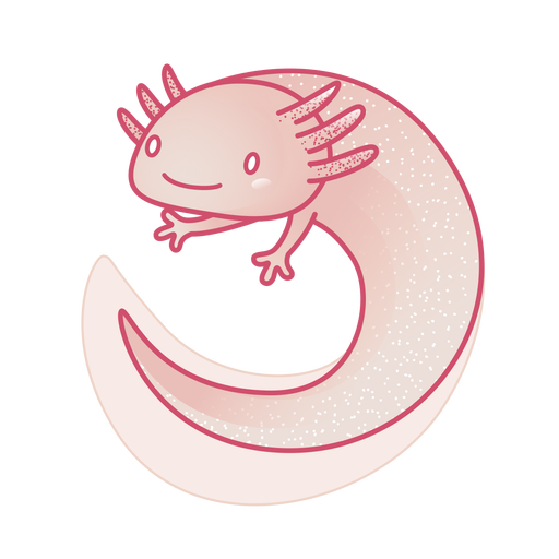 Axolotl smiling colored PNG Design