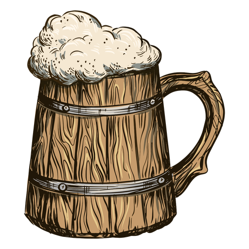 Download Bubbly beer in barrel mug - Transparent PNG & SVG vector file