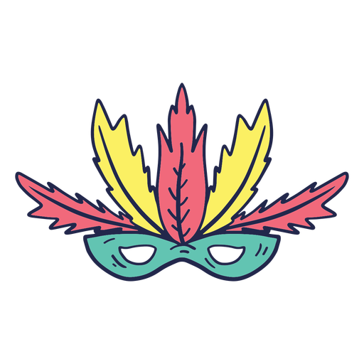 M?scara de carnaval com folhas coloridas Desenho PNG