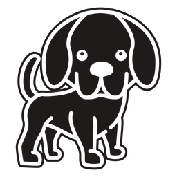 Cute puppy staring black PNG Design