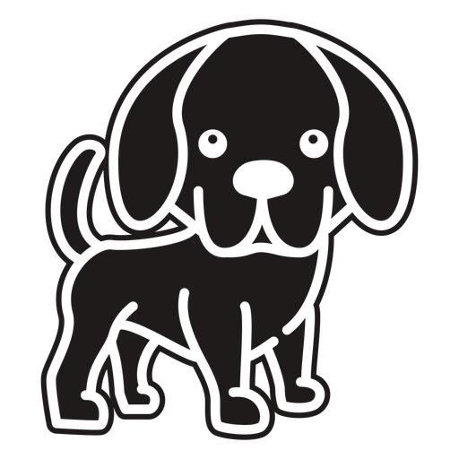 Filhote de cachorro bonito olhando preto Desenho PNG