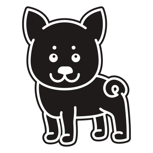 Cute shiba black PNG Design