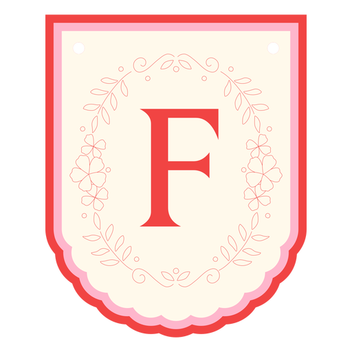 Banner de guirnalda floral letra f Diseño PNG