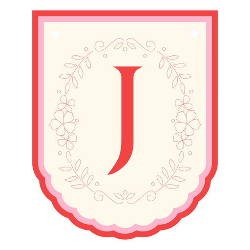 Floral garland banner letter j