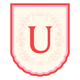 Guirlanda floral bandeira letra u Desenho PNG