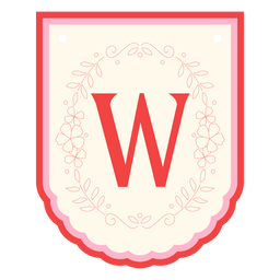 Floral garland banner letter w PNG Design