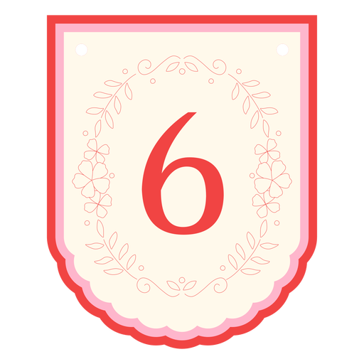 Blumengirlande Banner Nummer 6 PNG-Design