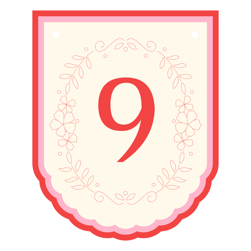 Blumengirlande Banner Nummer 9 PNG-Design
