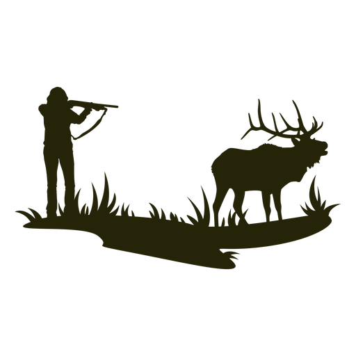 Silueta de ciervo de caza con punta de pistola Diseño PNG