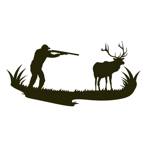 Hunting deer man silhouette - Transparent PNG & SVG vector file