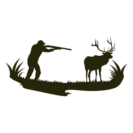 Silhueta de homem caçando veado Desenho PNG