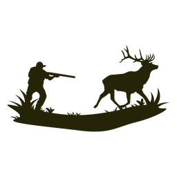 Homem silhueta caçando cervo Desenho PNG