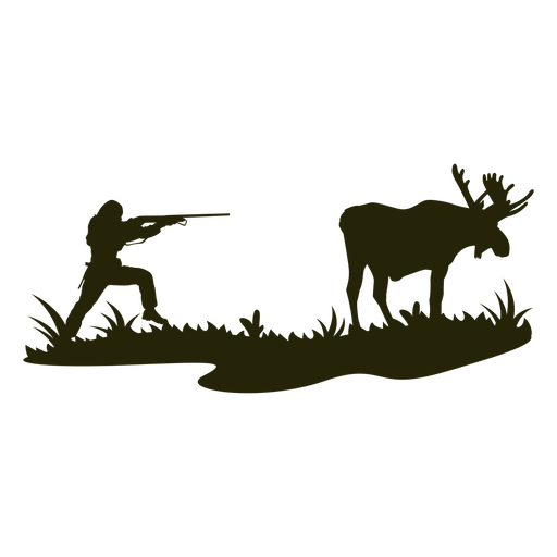 Pointed gun hunting deer silhouette Transparent PNG & SVG vector file