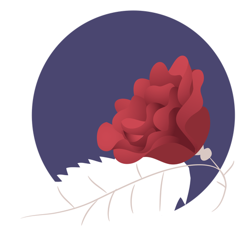 Rose mit Blattsatz PNG-Design