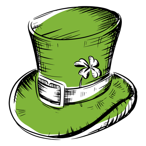 St patricks day hat with clover green PNG Design