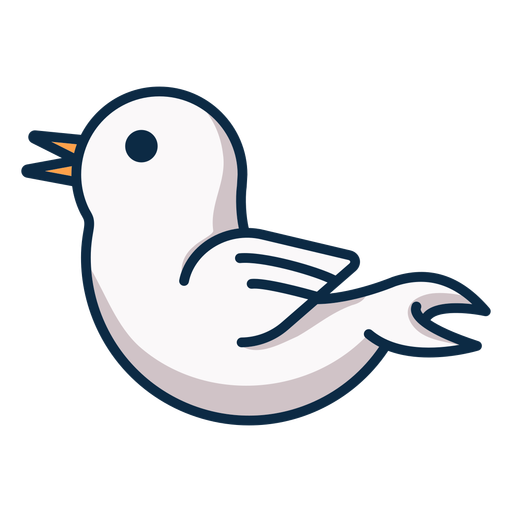 Icono de vista lateral de pájaro blanco Diseño PNG