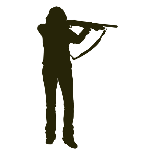 Woman gun pointing silhouette PNG Design