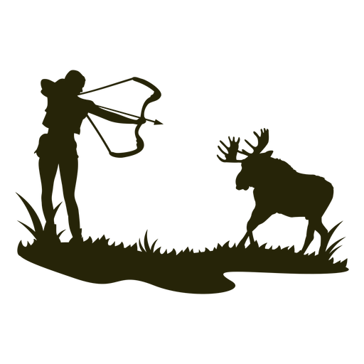 Silhueta de mulher caçando veado Desenho PNG
