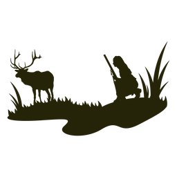 Silhueta de mulher caçando cervo Desenho PNG
