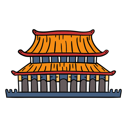 Palacio chino dibujado a mano Diseño PNG