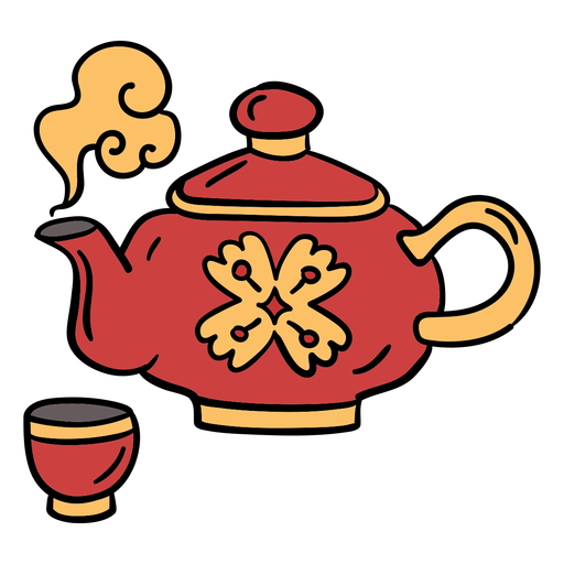 Hand drawn chinese teapot cup PNG Design